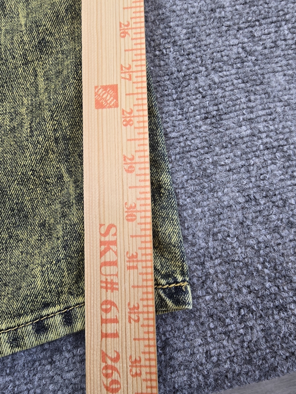 Black Smith Jeans Mens 40x32 Yellow Acid Wash Slim Straight Denim Jeans Vintage - Picture 5 of 7